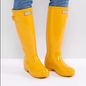 Hunter Original Tall Gloss Yellow Wellington Boots